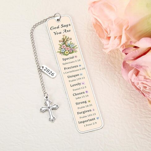 Books of the Bible Christian Bookmark, Bible Verse Bookmark with Cross Charm, Christian Gifts for Women, Inspirational Religious Gift for Baptism, Church Gifts for Women, First Communion, Graduation in Saudi Arabia