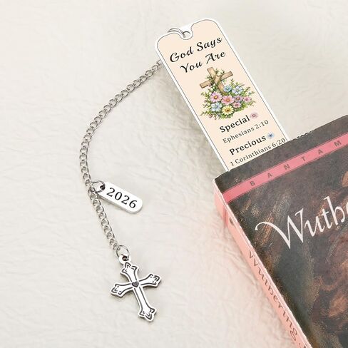 Books of the Bible Christian Bookmark, Bible Verse Bookmark with Cross Charm, Christian Gifts for Women, Inspirational Religious Gift for Baptism, Church Gifts for Women, First Communion, Graduation in Saudi Arabia