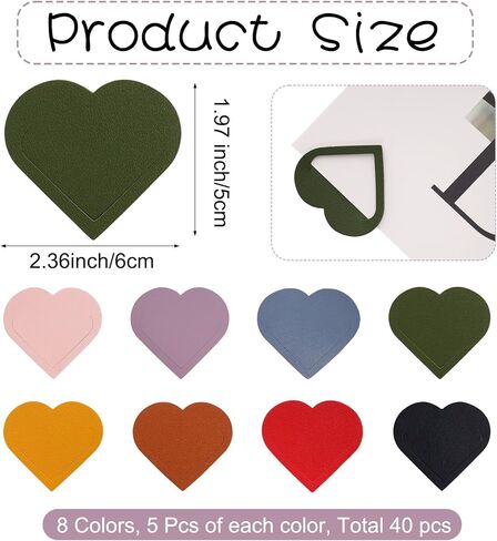 40Pcs Leather Heart Bookmarks Cute Page Book Marks Colorful Book Reading Accessories for Books Lovers Teachers Students Reading Gifts School Office Home Supplies in Saudi Arabia