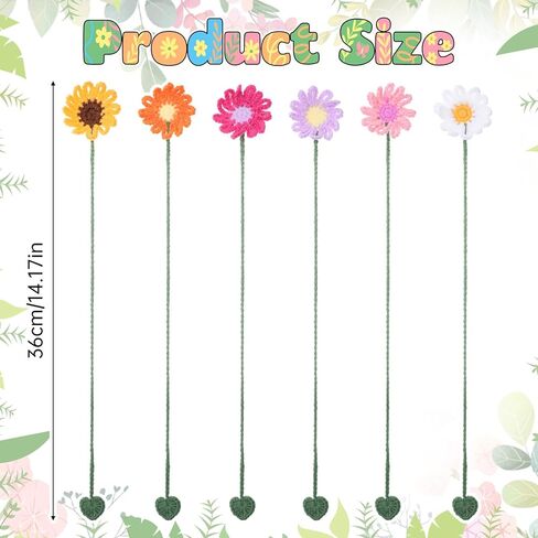 6 Pcs Crochet Flower Bookmarks, Handmade Knitted Daisy Sunflower Book Marks Cute Unique Bookmarks for Women Girls Book Lovers Teachers (6 Color) in Kuwait