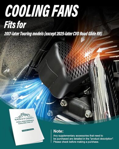 MoKitDora CoolFlow Fan Oil Cooler Cooling Fan for 2017-2024 Harley Touring CVO Road Street Glide Custom Ultra FLHX FLHXSE FLTRXSE FLTRX FLHXU in Kuwait