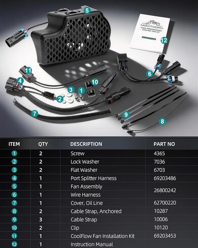 MoKitDora CoolFlow Fan Oil Cooler Cooling Fan for 2017-2024 Harley Touring CVO Road Street Glide Custom Ultra FLHX FLHXSE FLTRXSE FLTRX FLHXU in Kuwait