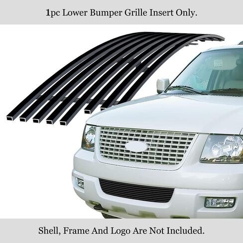 APS Black Billet Grille Grill Insert Compatible with Ford Expedition 2003 2004 2005 2006 Lower Bumper N19-H37358F in Kuwait
