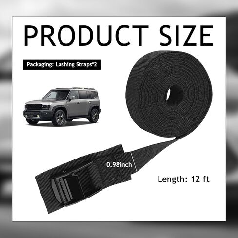 2PCS 12Ft Cam Buckle Tie Down Straps Adjustable,Heavy Duty Lashing Straps with Buckles for Maximum Load Capacity 330 Lbs,Universal Mini Cinch Strap for Cargo,Roof Rack,Trailer in Kuwait