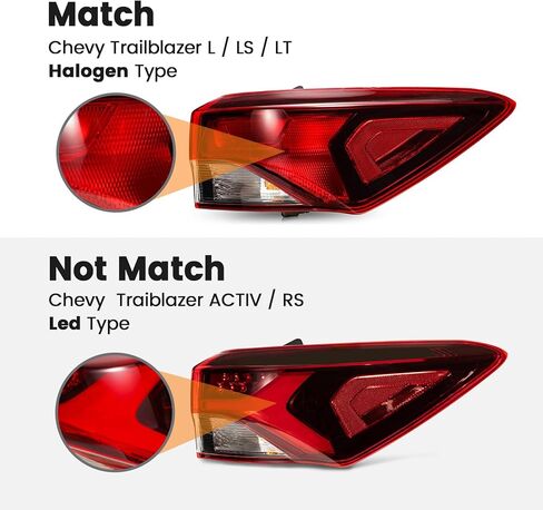 Tail Lights Compatible with 2021 2022 2023 2024 2025 Chevy Trailblazer LT LS L Outer Taillight Rear Turn Signal Brake Lamp Assembly w/Harness and Bulbs Replace 42825755 (Right Passenger Side) in Saudi Arabia