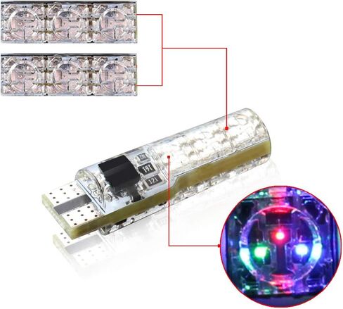 4 pack 194 T10 LED Light Bulb W5W 168 RGB with Remote Control Atmosphere Lights for Car Interior Map Dome Door License Plate Light in Saudi Arabia