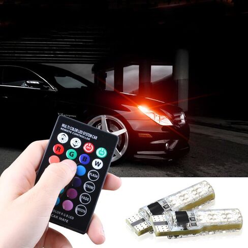 4 pack 194 T10 LED Light Bulb W5W 168 RGB with Remote Control Atmosphere Lights for Car Interior Map Dome Door License Plate Light in Saudi Arabia