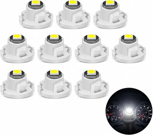 10 PCS Car T4.2 LED Bulbs, Super Bright 3030 Chip interior car lights bulbs, 12V IP65 Waterproof Dashboard Lights, 50000Hrs Long Life Easy Install, Universal for Most Cars (White) in Saudi Arabia