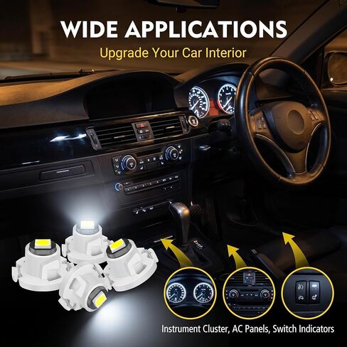 10 PCS Car T4.2 LED Bulbs, Super Bright 3030 Chip interior car lights bulbs, 12V IP65 Waterproof Dashboard Lights, 50000Hrs Long Life Easy Install, Universal for Most Cars (White) in Saudi Arabia