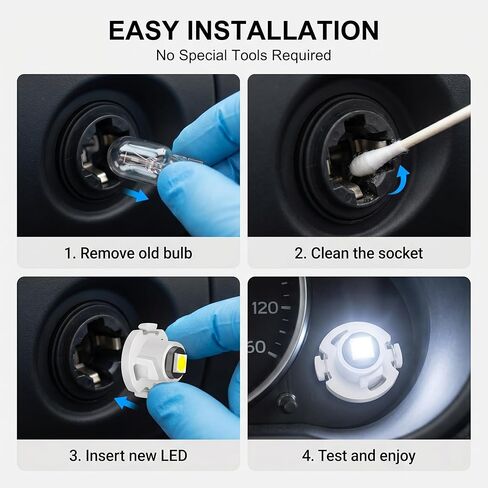 10 PCS Car T4.2 LED Bulbs, Super Bright 3030 Chip interior car lights bulbs, 12V IP65 Waterproof Dashboard Lights, 50000Hrs Long Life Easy Install, Universal for Most Cars (White) in Saudi Arabia