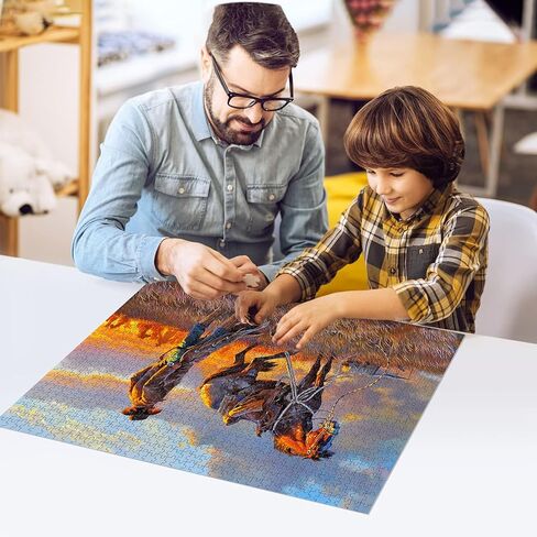 najiaxiaowu Wooden 1000 Pieces Jigsaw Puzzles for Adults, Elderly or Kids, Western Cowboy Rider Prairie Wind Flower Puzzle for Family Parent-Child, Art Decorations DIY Game Toy for Friend, Wife, Mom in Saudi Arabia