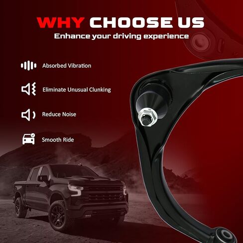 ذراع التحكم العلوي الأمامي ومجموعة وصلات الكرة متوافقة مع 2011-2018 Ram 1500، 2019-2024 1500 Classic، 2009-2010 Dodge Ram 1500، جانب السائق والراكب، استبدال # K643073 K643074، قطعتان in Kuwait