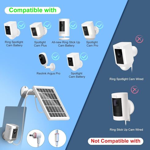 Solar Panel Charger for Ring Camera，Spotlight Cam Plus/Pro and Stick Up Cam Battery, 6V 3W 13.1Ft Fast Charging Cable in Saudi Arabia
