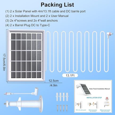 Solar Panel Charger for Ring Camera，Spotlight Cam Plus/Pro and Stick Up Cam Battery, 6V 3W 13.1Ft Fast Charging Cable in Saudi Arabia