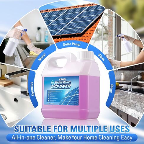 Solar Panel Cleaner 32oz (20X Concentrate, Makes 150 Gallons), Solar Panel Cleaning Fast Evaporating Formula, Includes 500ml Dilution Spray Bottle (Bottle Only), Multi Surface Use in Saudi Arabia