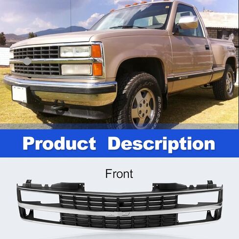 CarPartsDepot Front Grille Chrome Shell With Black Insert Grill Compatible With CHEVROLET 1988-1993 C/K 1500 2500 3500 & 1992-1993 Blazer GM1200142 in Saudi Arabia