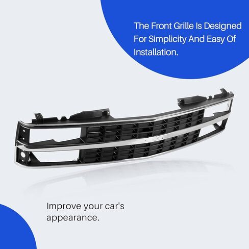 CarPartsDepot Front Grille Chrome Shell With Black Insert Grill Compatible With CHEVROLET 1988-1993 C/K 1500 2500 3500 & 1992-1993 Blazer GM1200142 in Saudi Arabia