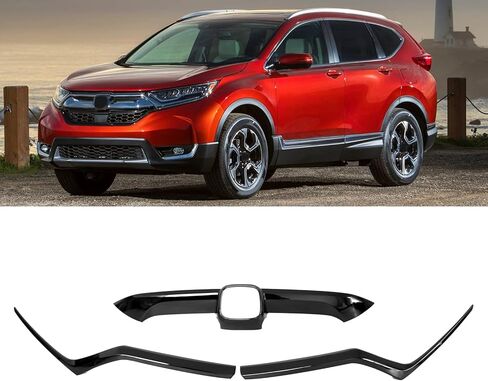 3PCS Front Upper Grille Molding Tirm Fit for Honda CRV 2017 2018 2019 Glossy Black Left and Right Side in Kuwait