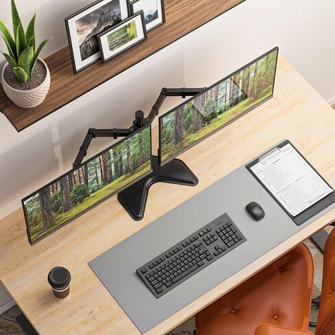 WALI Bundles- Dual Monitor Stand and Desk File Organizer, 4 Tier Desktop Paper Letter Tray Organizer with Drawer and 2 Pen Holders (MF002+DO005DH-B) in Kuwait