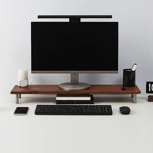 Wood Computer Stand, Desk Monitor Shelf with Storage, Heavy Duty Monitor Stand Riser, Laptop Printer TV, for Home Office(35.4in/90cm) in Saudi Arabia
