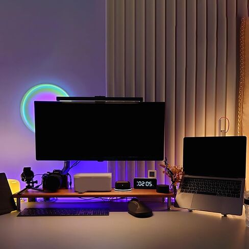 Wood Computer Stand, Desk Monitor Shelf with Storage, Heavy Duty Monitor Stand Riser, Laptop Printer TV, for Home Office(35.4in/90cm) in Saudi Arabia
