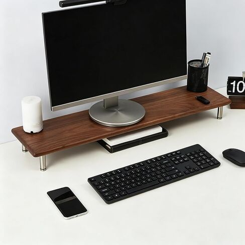 Wood Computer Stand, Desk Monitor Shelf with Storage, Heavy Duty Monitor Stand Riser, Laptop Printer TV, for Home Office(35.4in/90cm) in Saudi Arabia