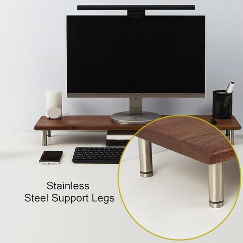 Wood Computer Stand, Desk Monitor Shelf with Storage, Heavy Duty Monitor Stand Riser, Laptop Printer TV, for Home Office(35.4in/90cm) in Saudi Arabia
