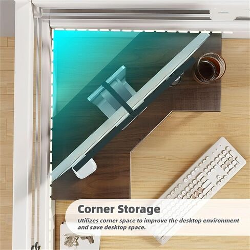 Corner Monitor Riser for Desk, Wooden Triangular Computer Stand with Metal Legs, Space-Saving Desktop Riser, Ergonomic Computer Monitor Stand for Home, Office, Desk Organizer (Brown, Large) in Kuwait