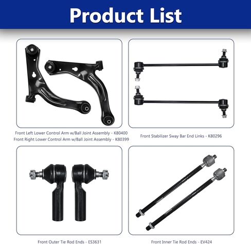 Control Arm, Replacement for Lower Control Arm with Ball Joint Sway Bar Tie Rod Compatible With 2005-2009 Ford Escape, 2005-2009 Mazda Tribute, 2005-2009 Mercury Mariner - 8 Pcs in Kuwait