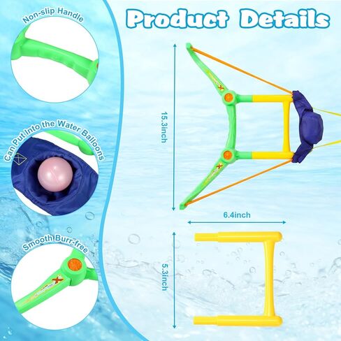 Soulchen 2 Pack Water Balloon Launcher Slingshots، قاذفة محمولة باليد ألعاب صيفية للأطفال في الهواء الطلق حمام السباحة الشاطئ لعبة مائية للأولاد والبنات والمراهقين والبالغين في الفناء الخلفي للعب in Kuwait