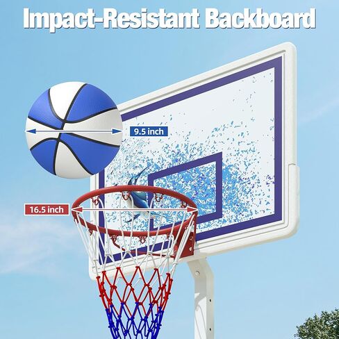 Swimming Pool Basketball Hoop with Shatterproof Backboard, Height Adjustable Basketball Hoop for Pool (3-4 FT) with 50L Fillable Base, Portable Poolside Basketball Hoop Set with Ball & Air Pump in Saudi Arabia