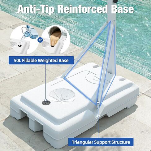 Swimming Pool Basketball Hoop with Shatterproof Backboard, Height Adjustable Basketball Hoop for Pool (3-4 FT) with 50L Fillable Base, Portable Poolside Basketball Hoop Set with Ball & Air Pump in Saudi Arabia