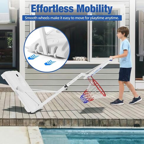 Swimming Pool Basketball Hoop with Shatterproof Backboard, Height Adjustable Basketball Hoop for Pool (3-4 FT) with 50L Fillable Base, Portable Poolside Basketball Hoop Set with Ball & Air Pump in Saudi Arabia