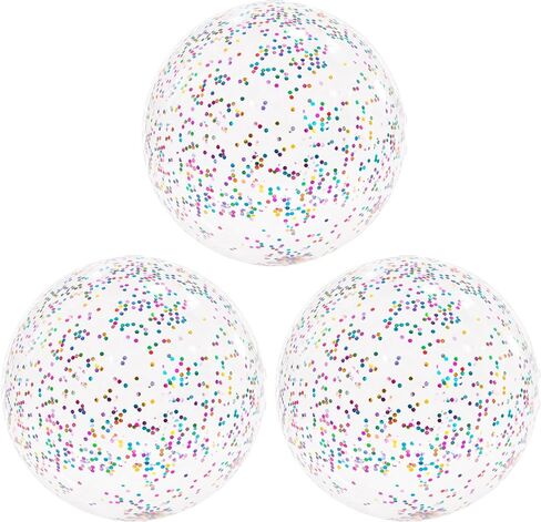 Beach Balls, Inflatable Beach Balls Bulk, 16 Inch Small Glitter Beach Balls for Pool, Sparkly Confetti Beachball, 3 Pcs Inflatable Ball for Summer Swimming Pool Party Supplies in Saudi Arabia