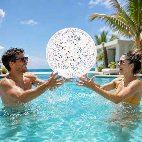Beach Balls, Inflatable Beach Balls Bulk, 16 Inch Small Glitter Beach Balls for Pool, Sparkly Confetti Beachball, 3 Pcs Inflatable Ball for Summer Swimming Pool Party Supplies in Saudi Arabia