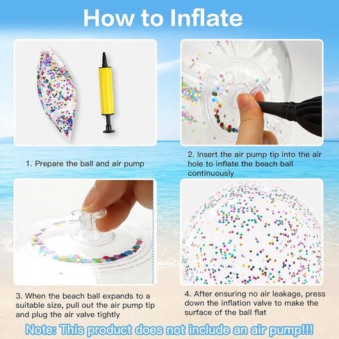 Beach Balls, Inflatable Beach Balls Bulk, 16 Inch Small Glitter Beach Balls for Pool, Sparkly Confetti Beachball, 3 Pcs Inflatable Ball for Summer Swimming Pool Party Supplies in Saudi Arabia