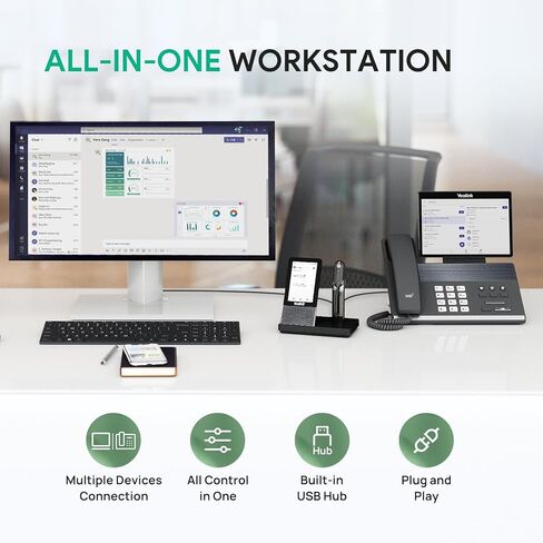 Yealink Wireless DECT Headset WH67,Office Single Ear (Mono) Bluetooth Headset to Desk Phone,Cell Phone and PC,Compatible with Zoom,RingCentral,8X8, Avaya,8H Talktime,394 ft Range in Kuwait