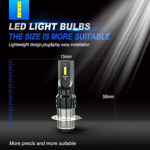 Fit For Yamaha RHINO 660 4X4 2004-2007 Headlight bulbs,H6 H6M P15D Motorcycle/ATV/UTV Bulbs, High Low Beam,1:1 Real Size, 6500K Cool White,300% Brightnes Bulbs,Plug n Play, pack of 2 in Saudi Arabia