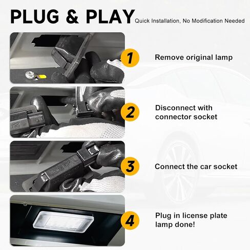 LED License Plate Light Lamp Assembly, White, 2 Pack | Compatible with 2019-2025 Nissan Altima, Sentra, Rogue, Versa, Clear Lens, 6000K White 18-SMD, Xenon White Tag Lights in Saudi Arabia