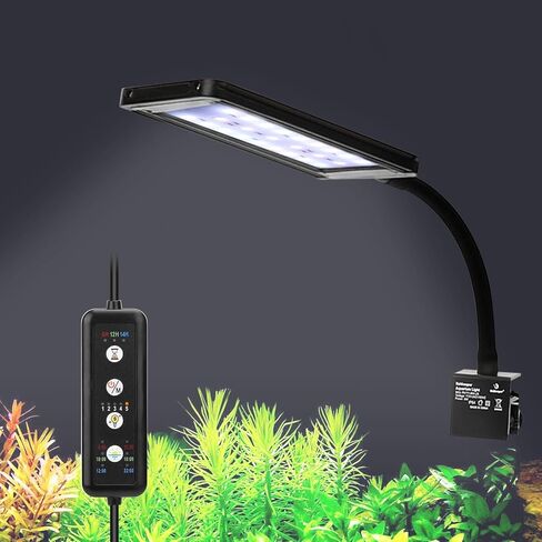 Clip On Aquarium LED Light, 24/7 Mode Full Spectrum Fish Tank Light with Timer, Adjustable 8 Color / 5 Brightness Simulate Sunrise-Day-Sunset-Moon for 11.81-16.92 inch Planted Tank 12W in Saudi Arabia