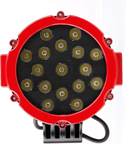 Black Horse RUGGED Heavy Duty Grille Brush Bumper Guard Modular Black Come With pair of 7.0"Dia.LED Lights with Red Trim Rings Compatible with 2019-2026 Ram 1500-RU-DORA19-B-PLR in Kuwait