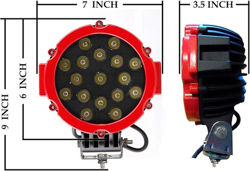 Black Horse RUGGED Heavy Duty Grille Brush Bumper Guard Modular Black Come With pair of 7.0"Dia.LED Lights with Red Trim Rings Compatible with 2019-2026 Ram 1500-RU-DORA19-B-PLR in Kuwait