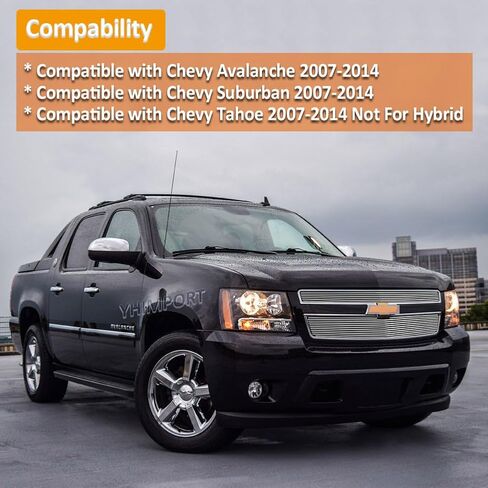 Front Grille Silver Aluminum horizontal Billet Grill Combo Compatible with 2007-2014 Tahoe Avalanche Suburban (Not For Hybrid Model) in Saudi Arabia