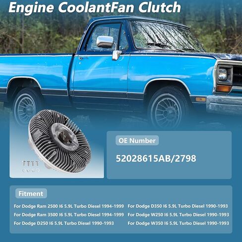 Engine Cooling Fan Clutch for Dodge for Ram 2500 I6 5.9L Turbo Diesel 1994-1999 No.52028615AB Electronic Radiator Cooling Fan Clutch in Kuwait