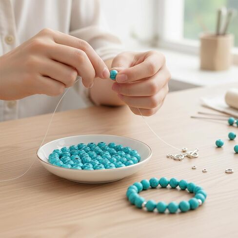 100 Pcs Turquoise Beads for Jewelry Making, 14mm Exquisite Turquoise Big Hole Bead Rounded Large Holes Beads for Crafts Jewelry Making Bracelets Pens(5mm Hole) in Kuwait
