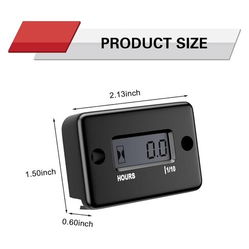 Hour Meter, Waterproof LCD Hour Meters for Small Engines, Engine Run Time Meter with High Temp Wire, Universal for Most Motorcycle Beach Buggy Snowmobile ATV Gas Engines (Black) in Saudi Arabia