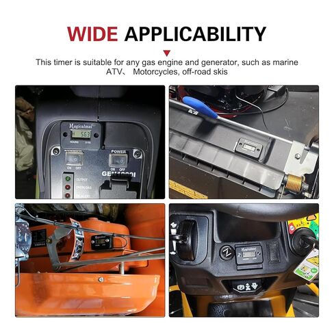 Hour Meter, Waterproof LCD Hour Meters for Small Engines, Engine Run Time Meter with High Temp Wire, Universal for Most Motorcycle Beach Buggy Snowmobile ATV Gas Engines (Black) in Saudi Arabia