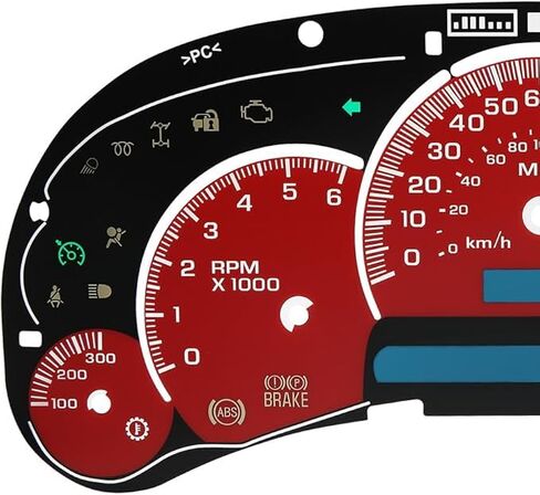 Red Gauge Face Overlay LED Version Trans Temp Replacement for GM Silverado Sierra Tahoe in Saudi Arabia