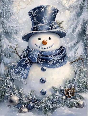 Eiazuiks Christmas Stamping Cross Stitch Kit, Snowman Christmas Counting Cross Stitch Kit for Adult Beginners, Full Line DIY Stitching Kit for Home Decor Cross Stitch Patterns 12x16 inches in Saudi Arabia