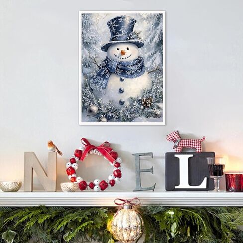 Eiazuiks Christmas Stamping Cross Stitch Kit, Snowman Christmas Counting Cross Stitch Kit for Adult Beginners, Full Line DIY Stitching Kit for Home Decor Cross Stitch Patterns 12x16 inches in Saudi Arabia